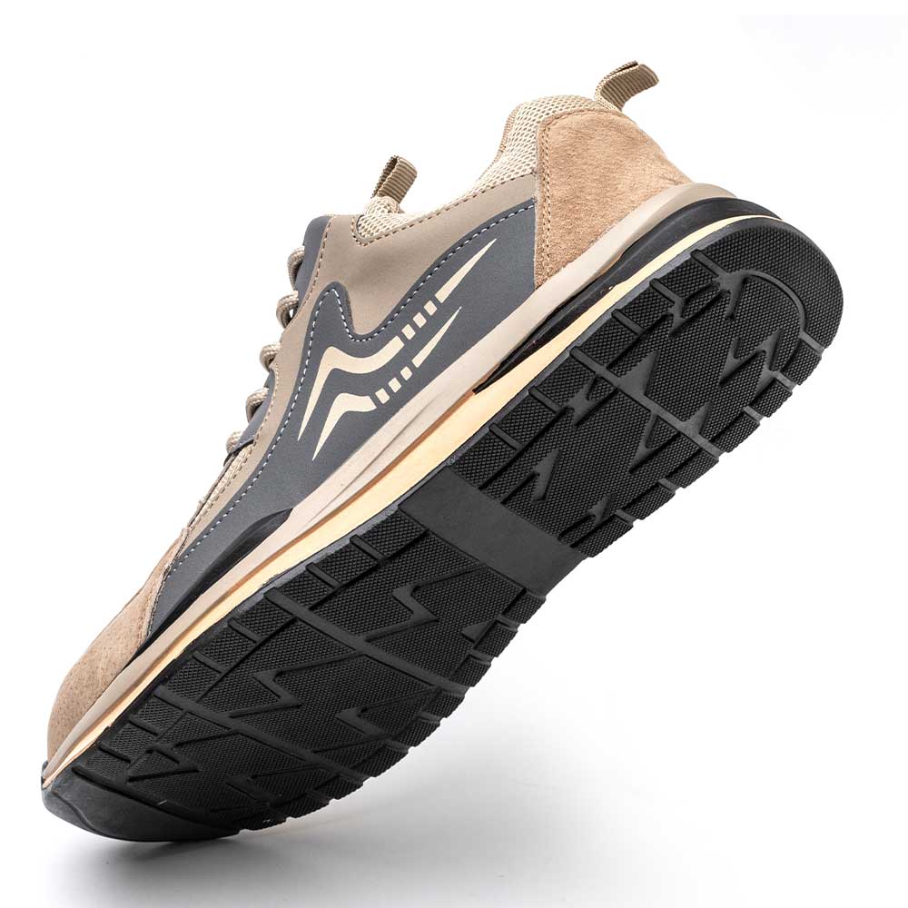 Beta Brown Safety Sneakers – Men’s Lightweight Steel Toe Work Shoes with Protective Design